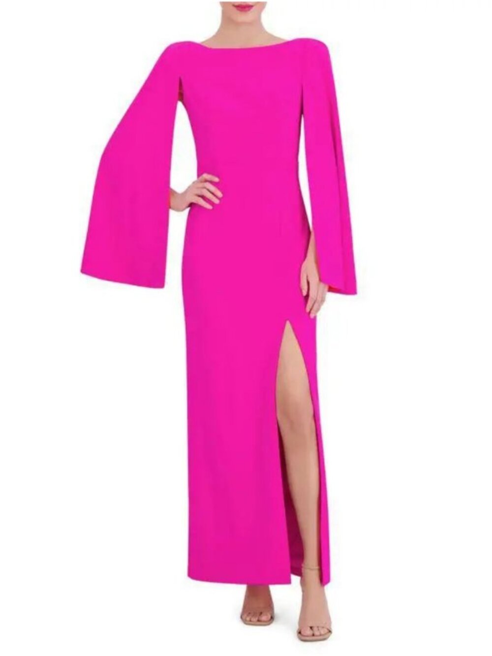 Vince Camuto Slit Scuba Crepe Gown Fuschia Women's Size 12
